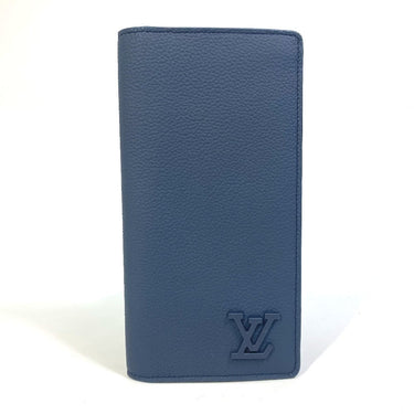 LOUIS VUITTON Long Wallet Purse M81810 leather Navy Portefeuille BrazzaNM mens Used Authentic